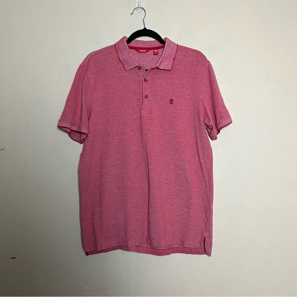 Izod men short sleeve polo‎ red white shirt size M - Picture 4 of 14